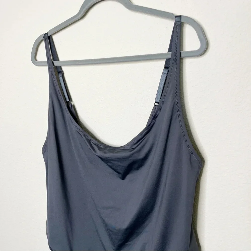 SKIMS Swim Scoop Neck One Piece Swimsuit in Gunmetal‎